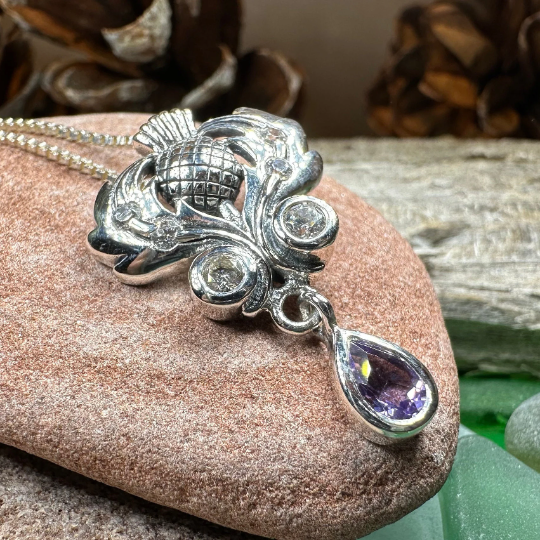Scottish Aberdeen Thistle Necklace in Sterling Silver | Pendant | Wiccan Center