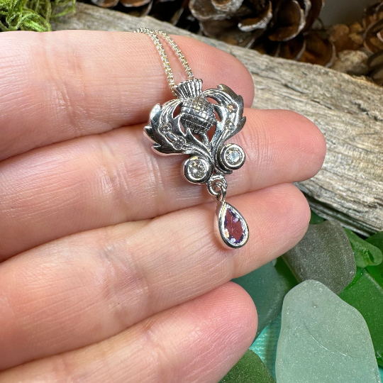 Scottish Aberdeen Thistle Necklace in Sterling Silver | Pendant | Wiccan Center