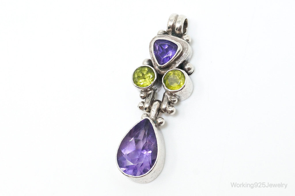 Vintage Amethyst Peridot Sterling Silver Bali Style Necklace Pendant | Jewelry > Necklaces > Pendants | Wiccan Center