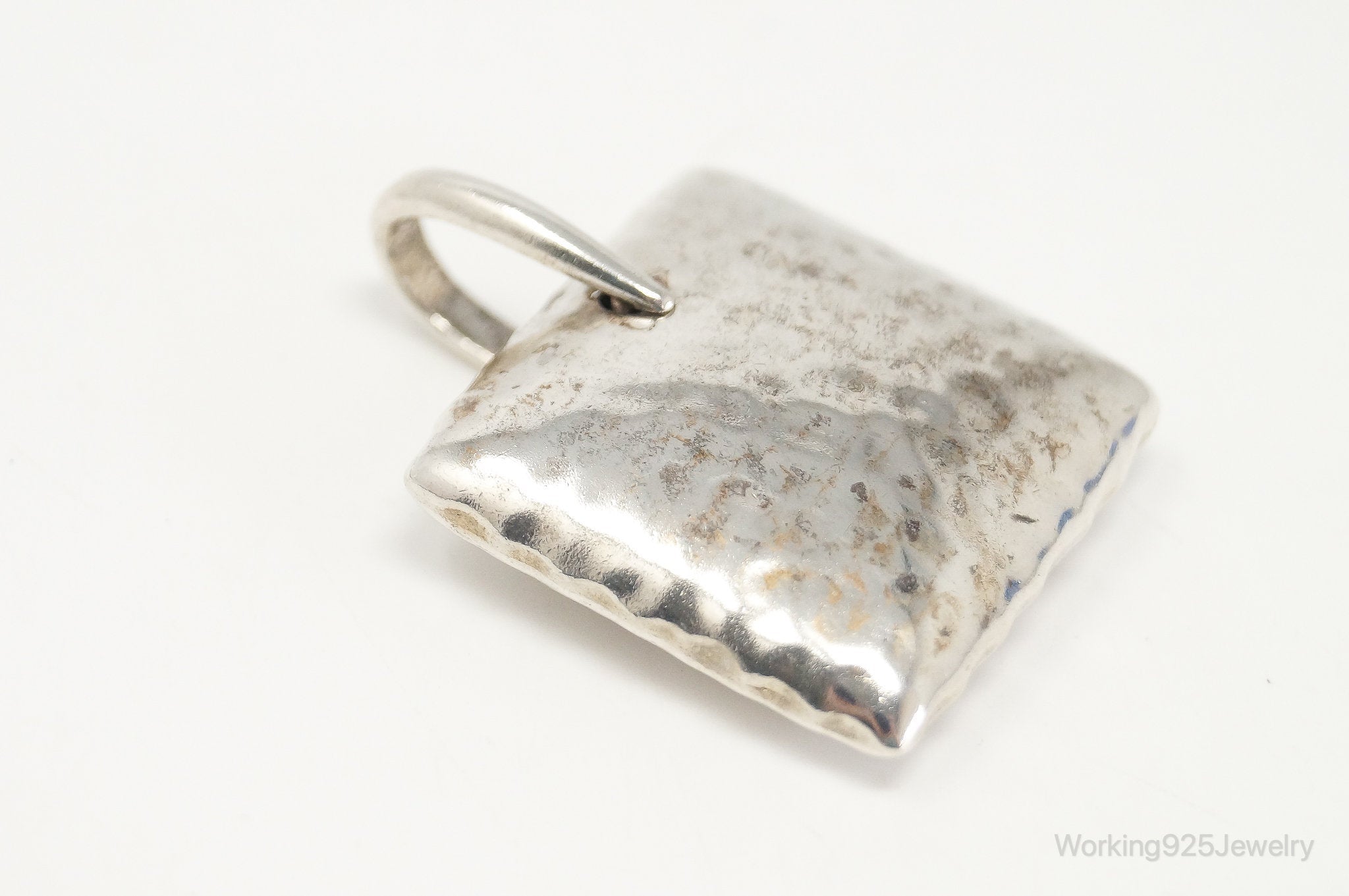 Vintage Silpada Hammered Square Pillow Sterling Silver Necklace Pendant | Jewelry > Necklaces > Pendants | Wiccan Center