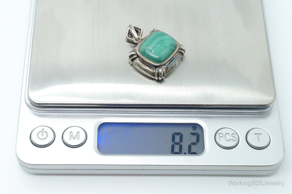 Large Vintage Malachite Sterling Silver Necklace Pendant | Jewelry > Necklaces > Pendants | Wiccan Center