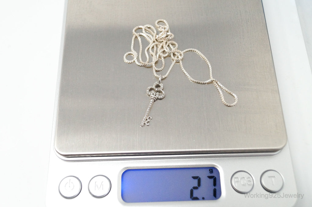 Large Designer Cubic Zirconia Key Sterling Silver Necklace | Jewelry > Necklaces > Pendants | Wiccan Center