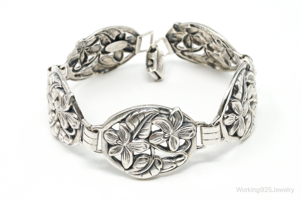 Vintage Designer Danecraft Floral Panels Sterling Silver Bracelet | Jewelry > Bracelets | Wiccan Center
