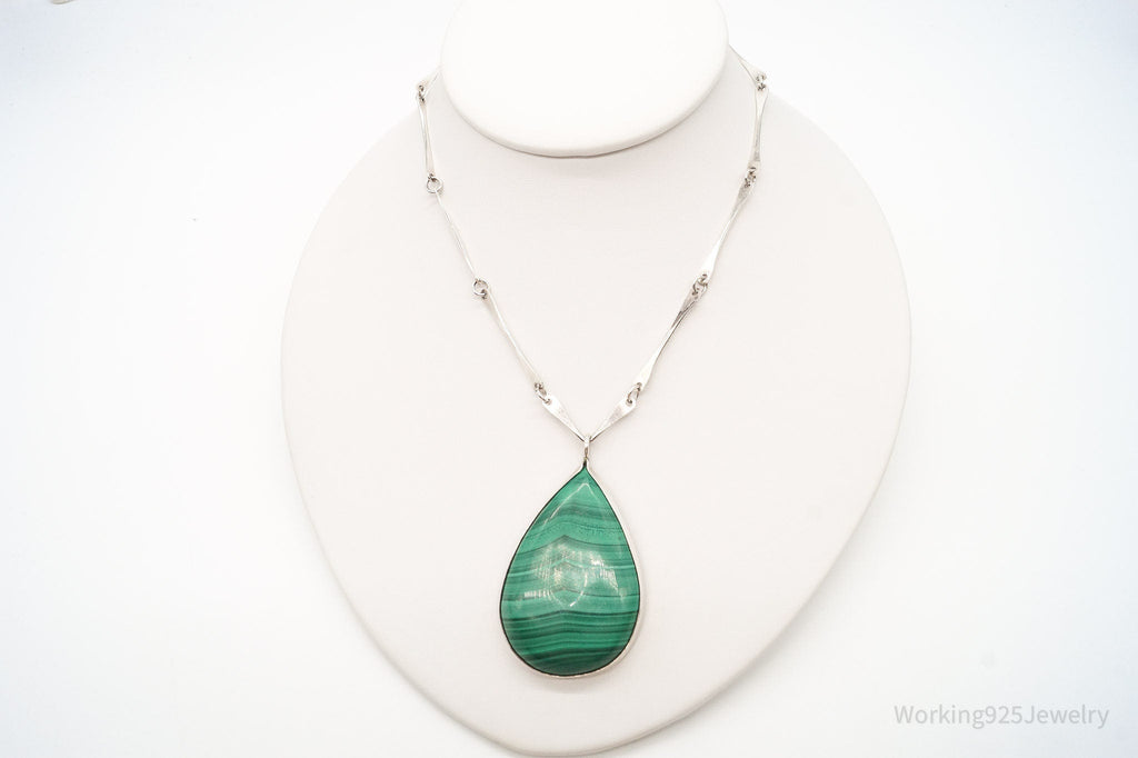 Vintage Large Malachite Sterling Silver Necklace | Jewelry > Necklaces > Pendants | Wiccan Center