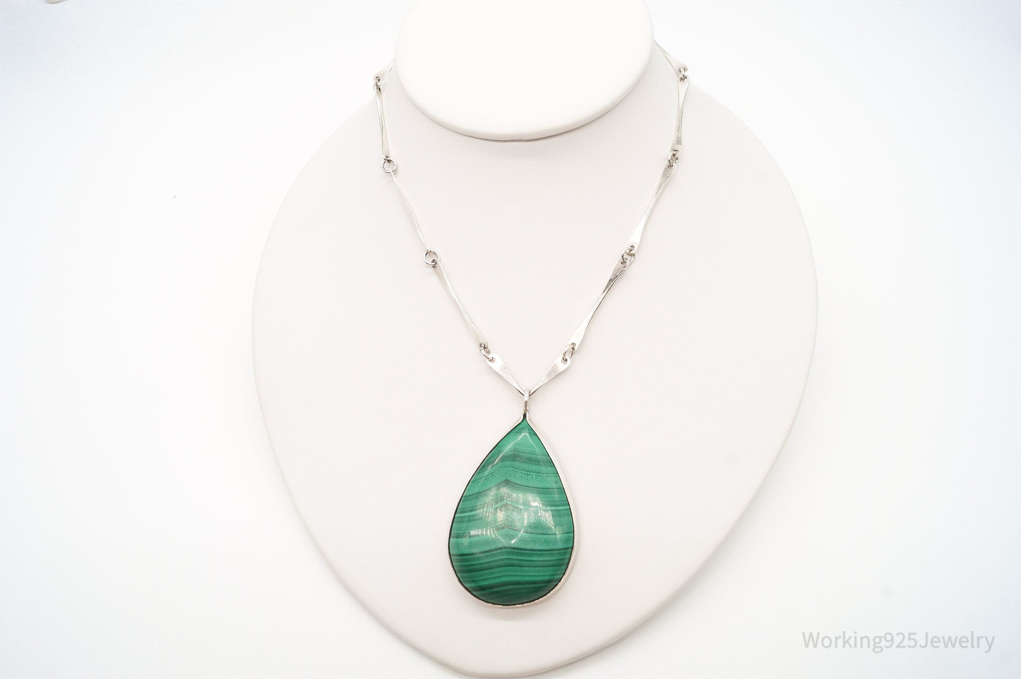 Vintage Large Malachite Sterling Silver Necklace | Jewelry > Necklaces > Pendants | Wiccan Center