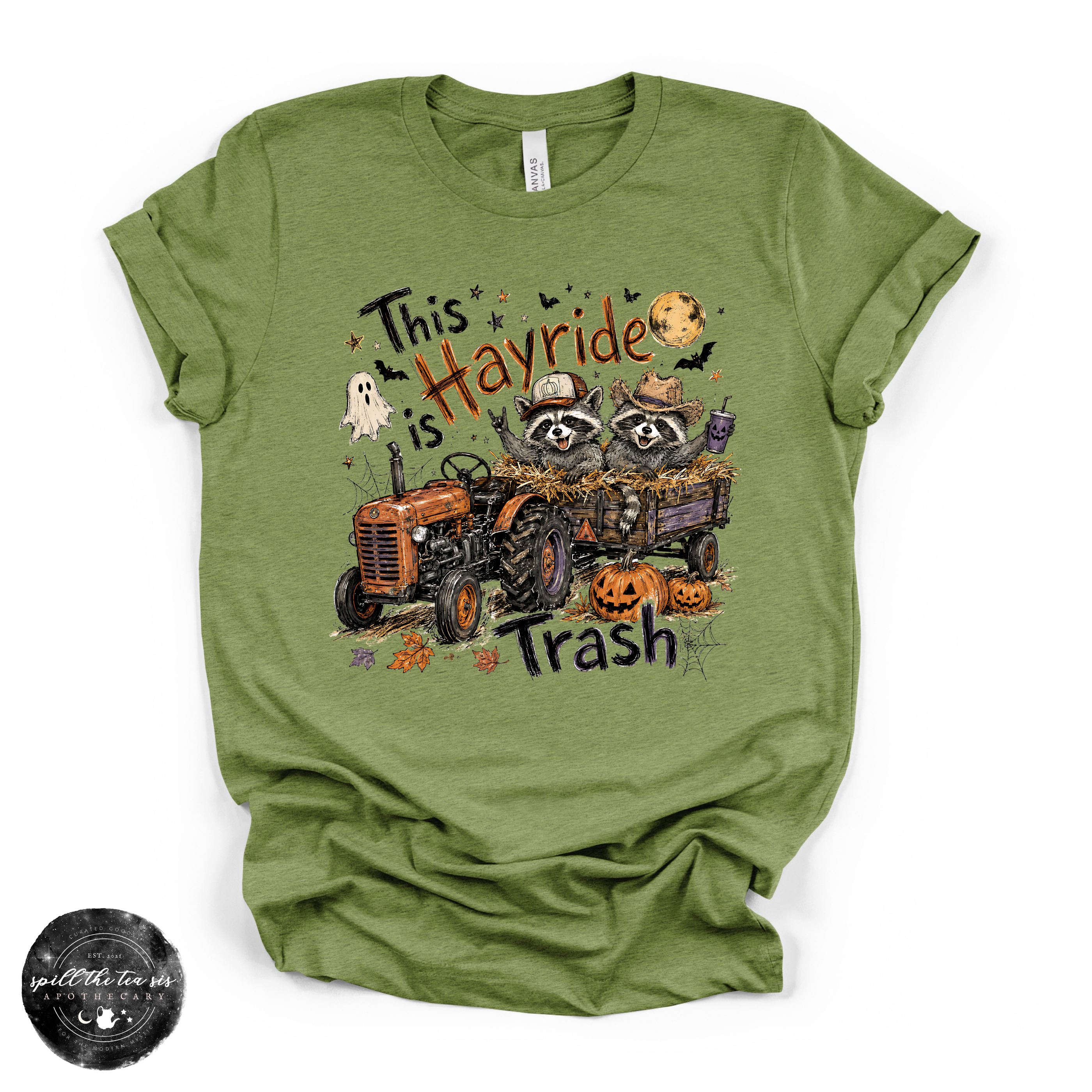 This Hayride Is Trash Tee | Funny Raccoon Fall Graphic T-Shirt | | Wiccan Center