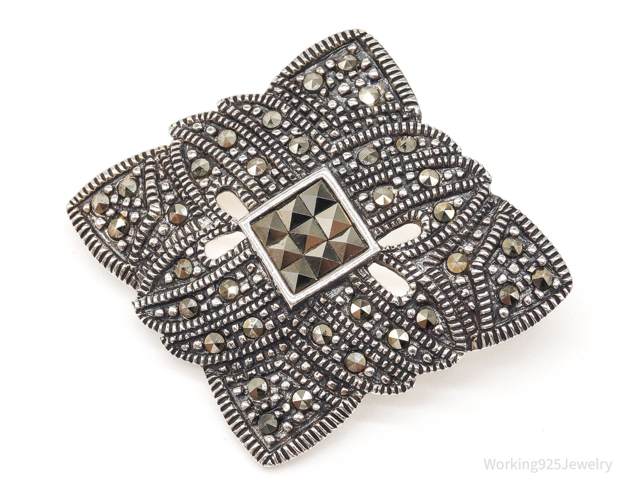 Vintage Marcasite Art Deco Sterling Silver Brooch Pin | Jewelry > Brooches, Pins & Clips | Wiccan Center