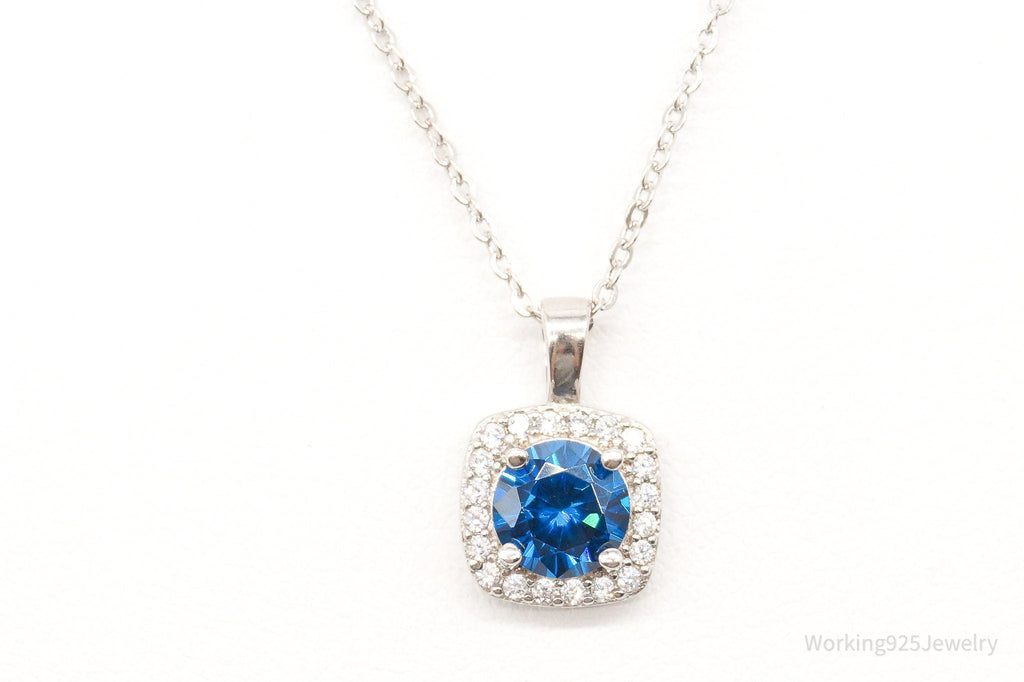 Designer Ryze Blue & White Cubic Zirconia Sterling Silver Necklace | Jewelry > Necklaces > Pendants | Wiccan Center
