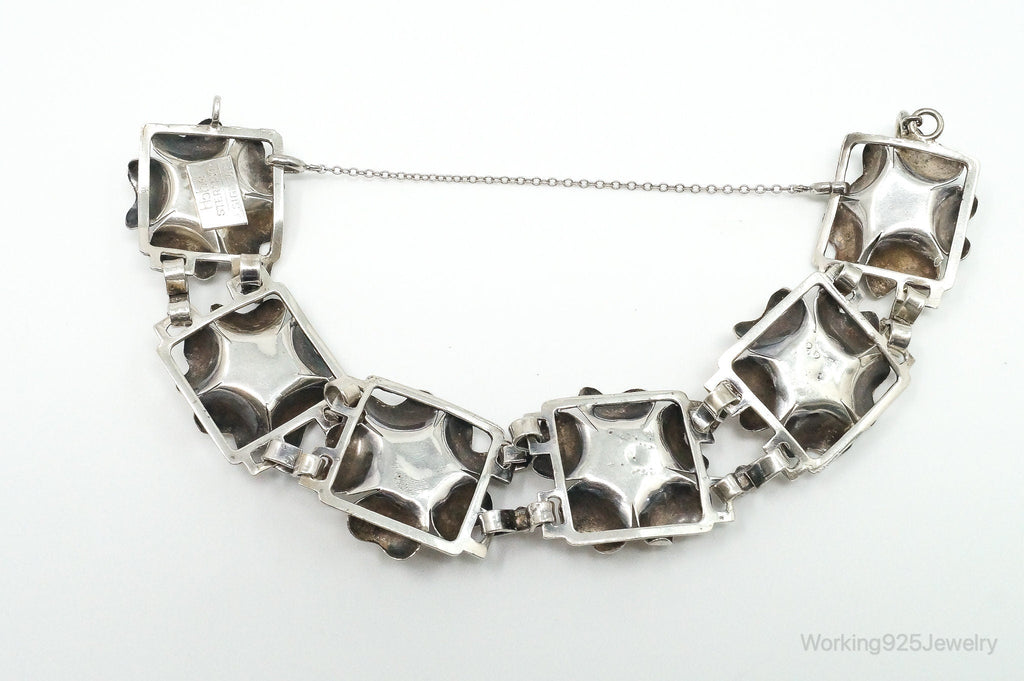 RARE 1940s Designer HOBE Flower Panels Sterling Silver Bracelet | Jewelry > Bracelets | Wiccan Center