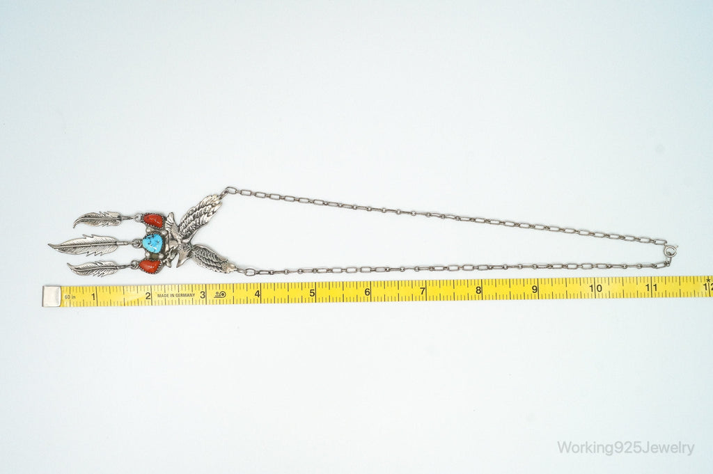 VTG Native American Richard Begay Turquoise Coral Sterling Silver Necklace | Jewelry > Necklaces > Pendants | Wiccan Center