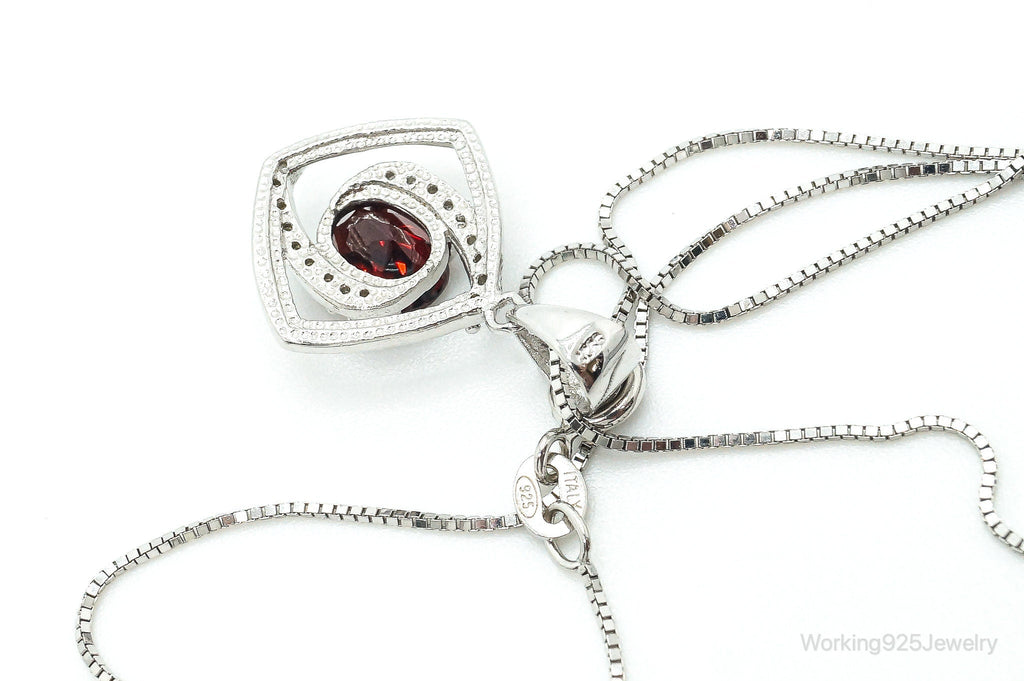 Garnet Cubic Zirconia Sterling Silver Necklace | Jewelry > Necklaces > Pendants | Wiccan Center