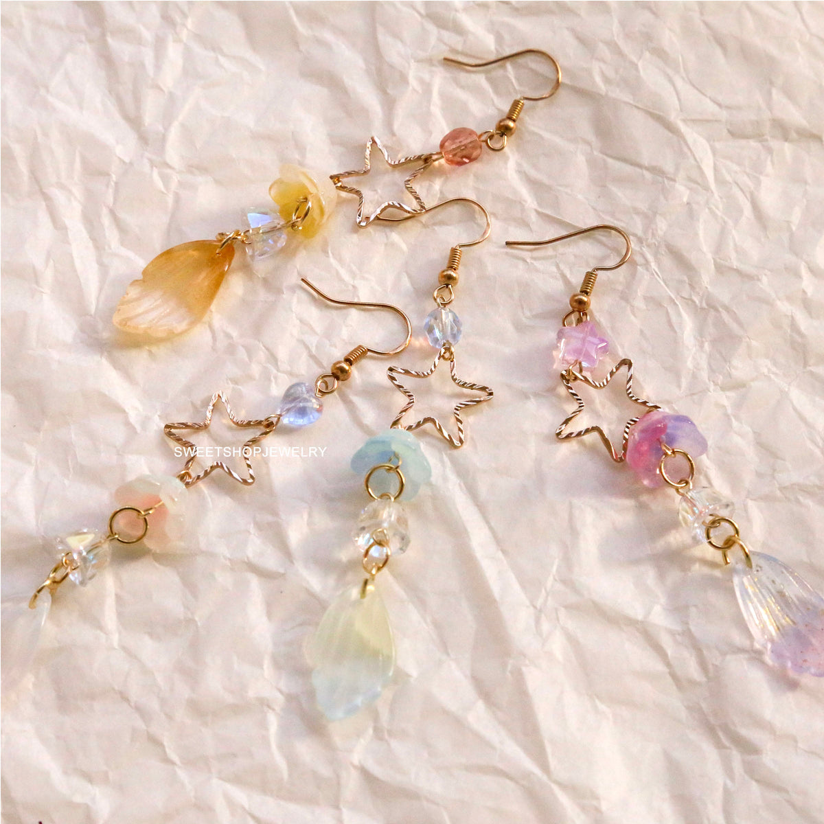 SALE - Star Feather Flower Earrings