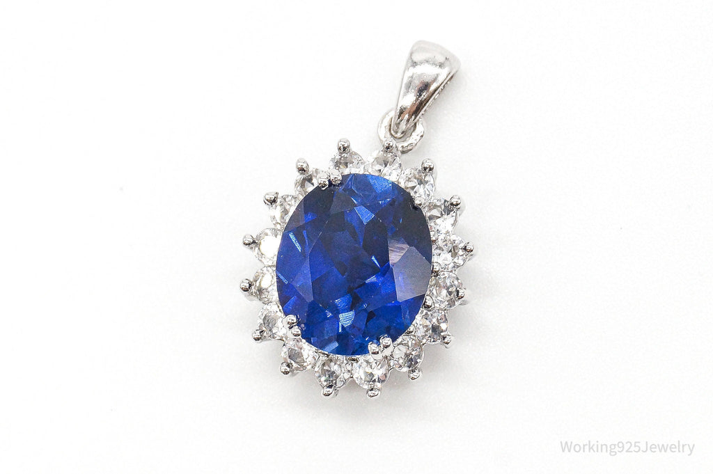 Designer JWBR Lab Sapphire Cubic Zirconia Sterling Silver Pendant | Jewelry > Necklaces > Pendants | Wiccan Center