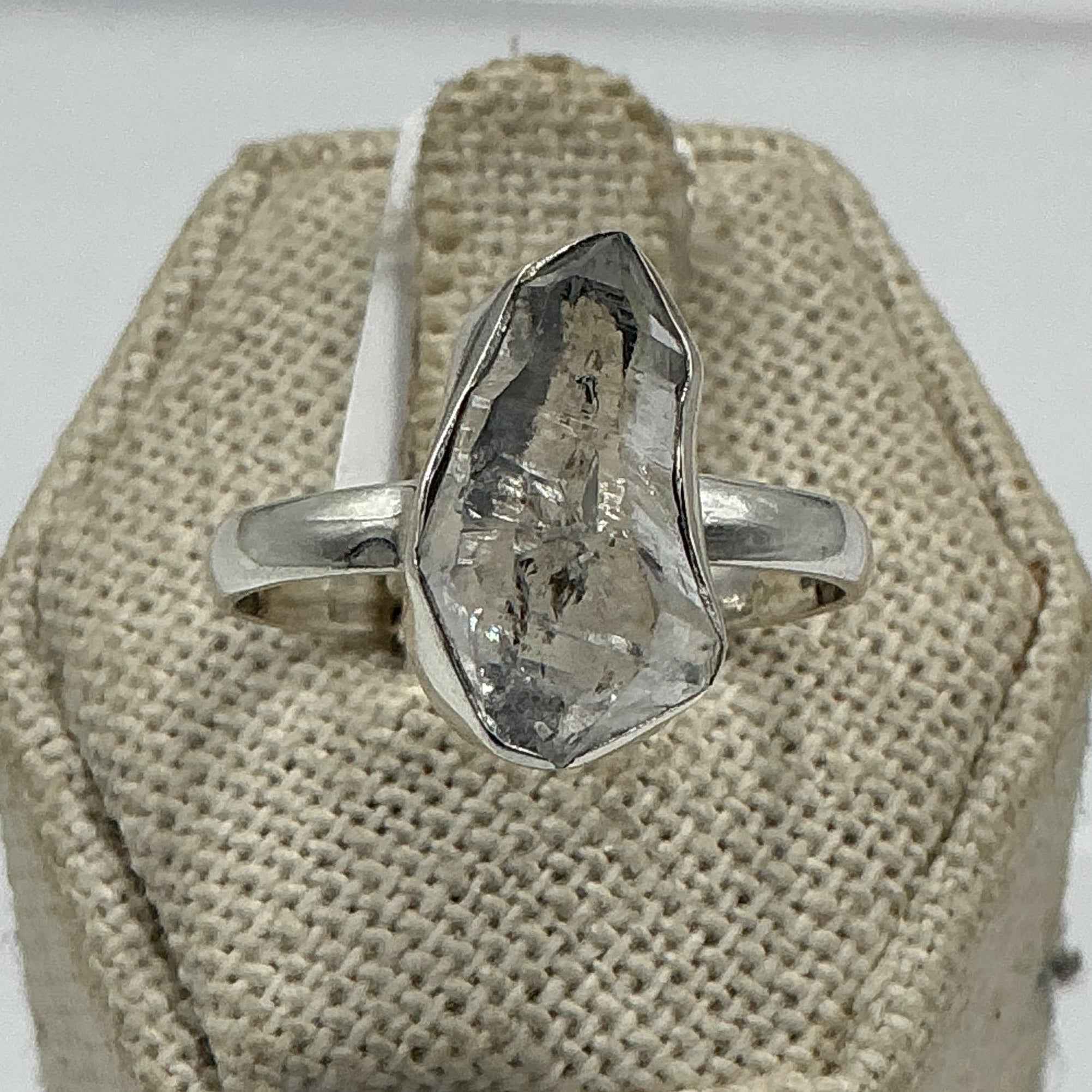 Sterling Silver Herkimer Diamond Ring - Size 10 - Clarity, Intuition & Alignment | Rings | Wiccan Center