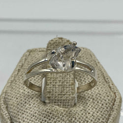 Sterling Silver Split Banded Herkimer Diamond Ring - Size 10 - Clarity, Intuition & Alignment | Rings | Wiccan Center