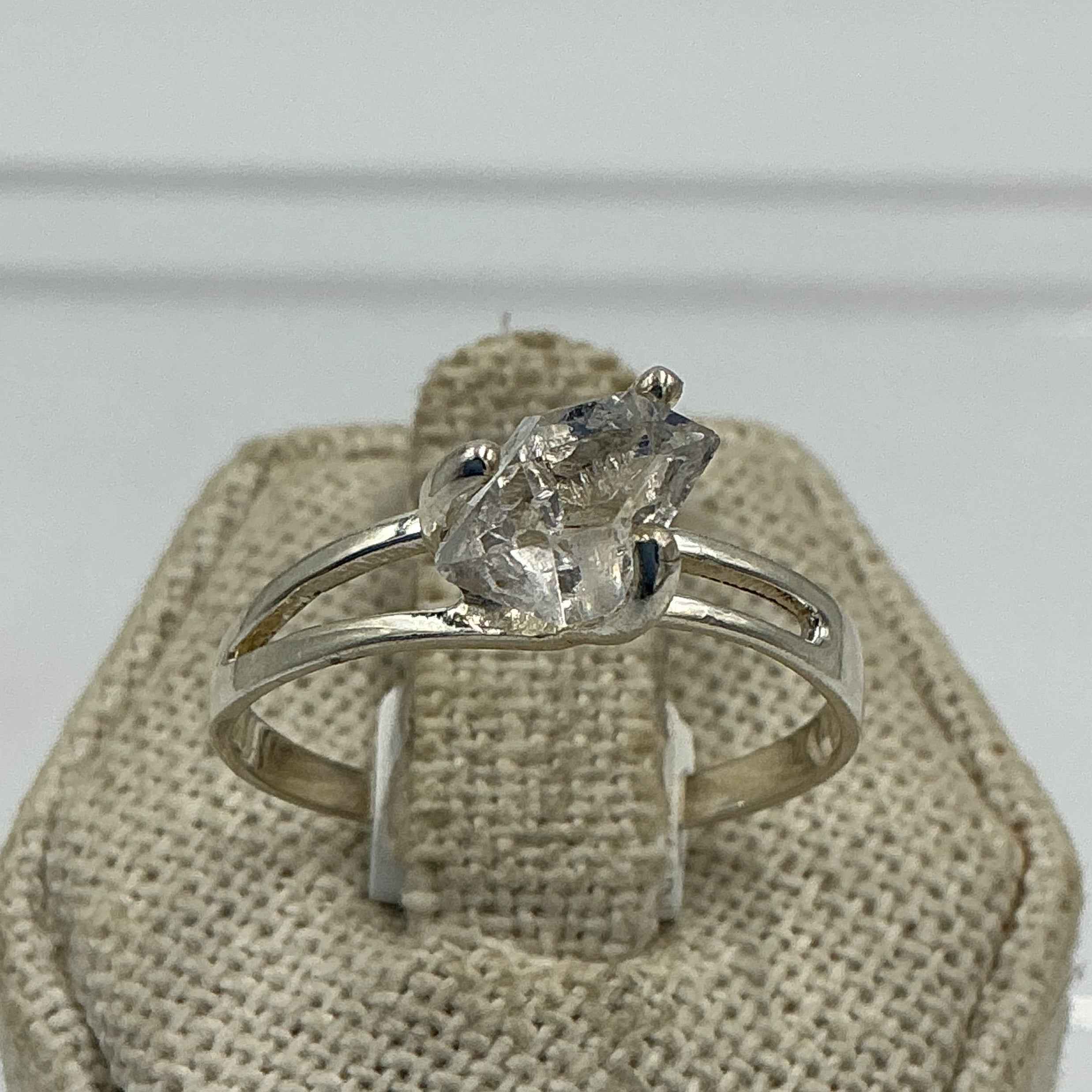 Sterling Silver Split Banded Herkimer Diamond Ring - Size 10 - Clarity, Intuition & Alignment | Rings | Wiccan Center