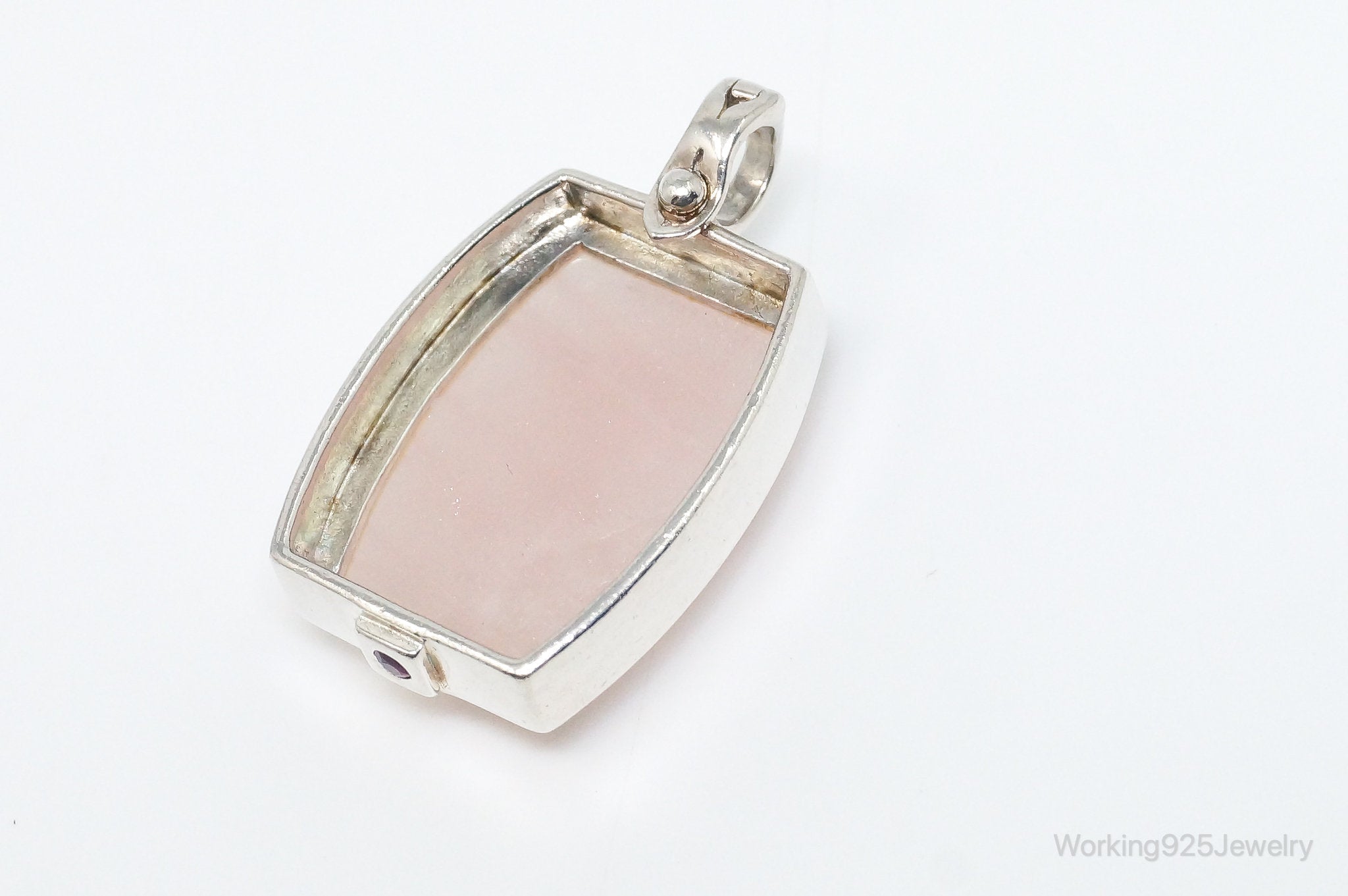 Large Designer ELLE Rose Quartz Ruby Sterling Silver Necklace Pendant | Jewelry > Necklaces > Pendants | Wiccan Center