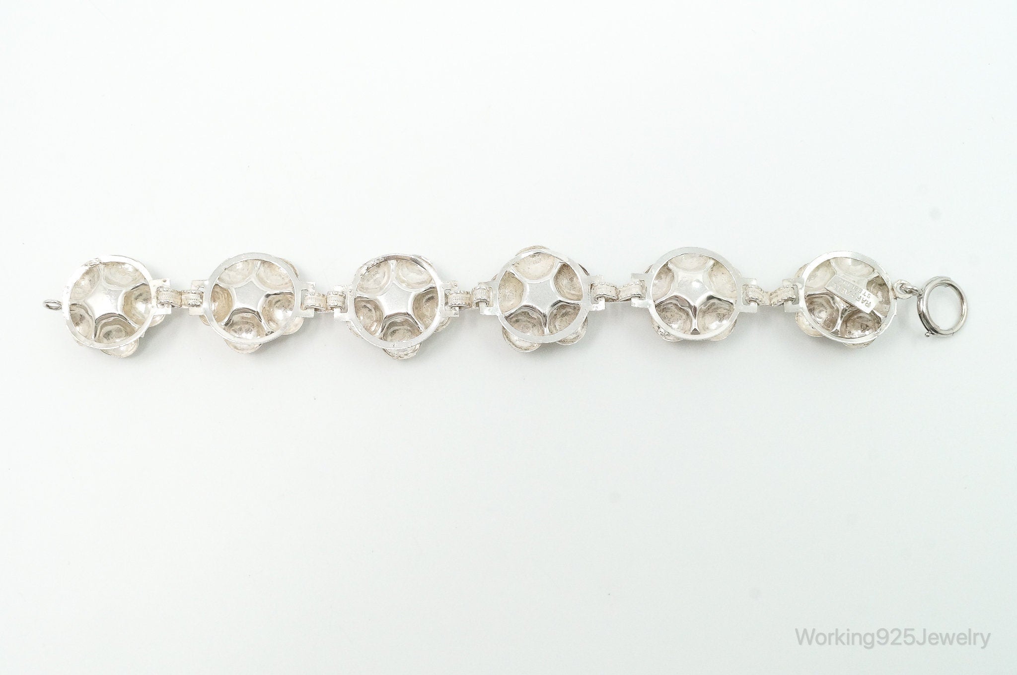 Vintage 1940s Raffaele Flower Silver Silver Panel Bracelet | Jewelry > Bracelets | Wiccan Center