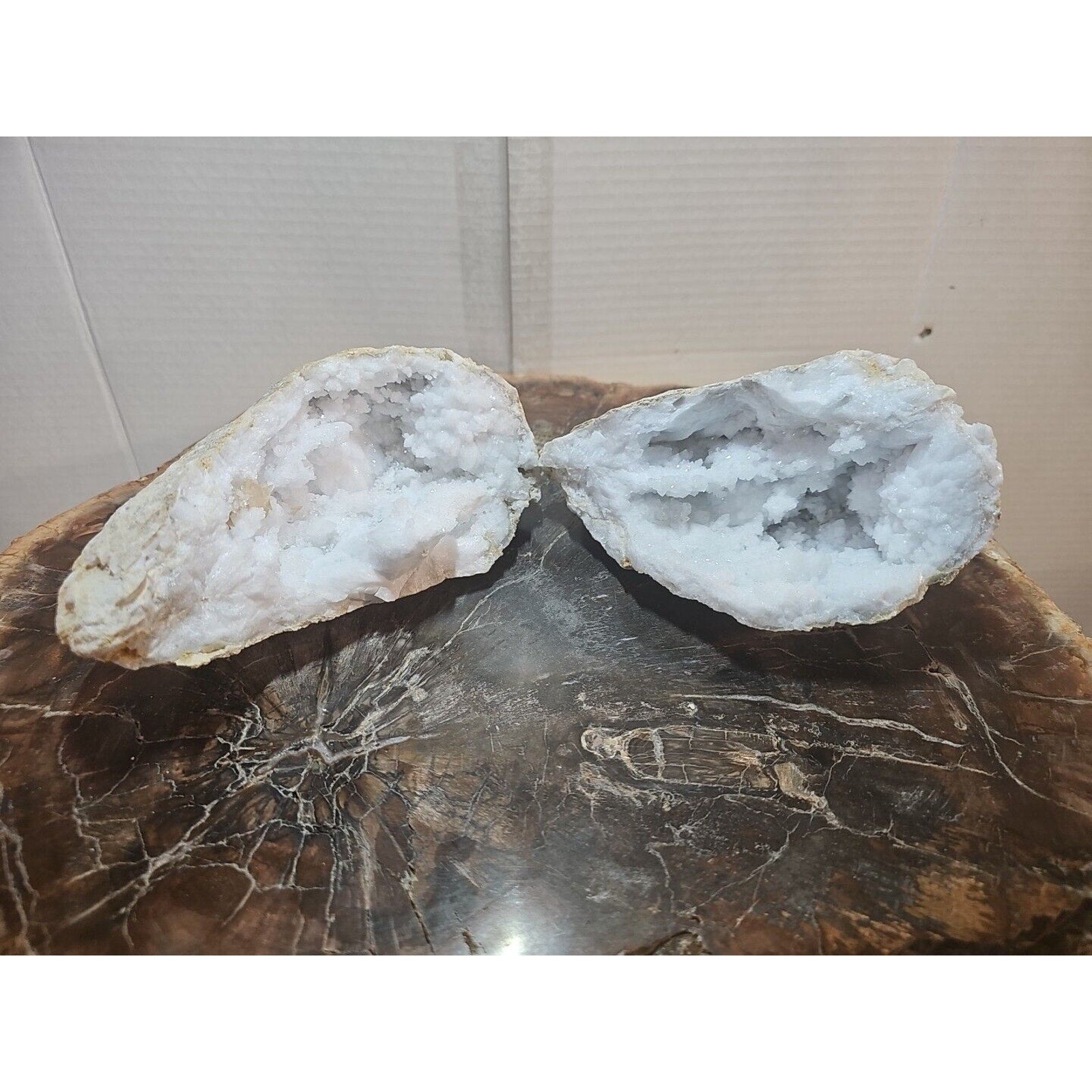 Moroccan Quartz Geode Pair with Display Stands — 3.88 lbs | CrystalCloud Company | Geodes & Clusters | Wiccan Center