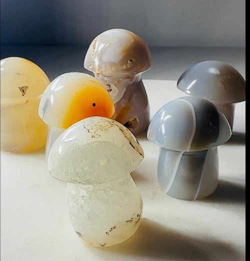 5 LB Agate Crystal Mushroom Carvings – Polished Mixed Lot (No Selection) | | Wiccan Center