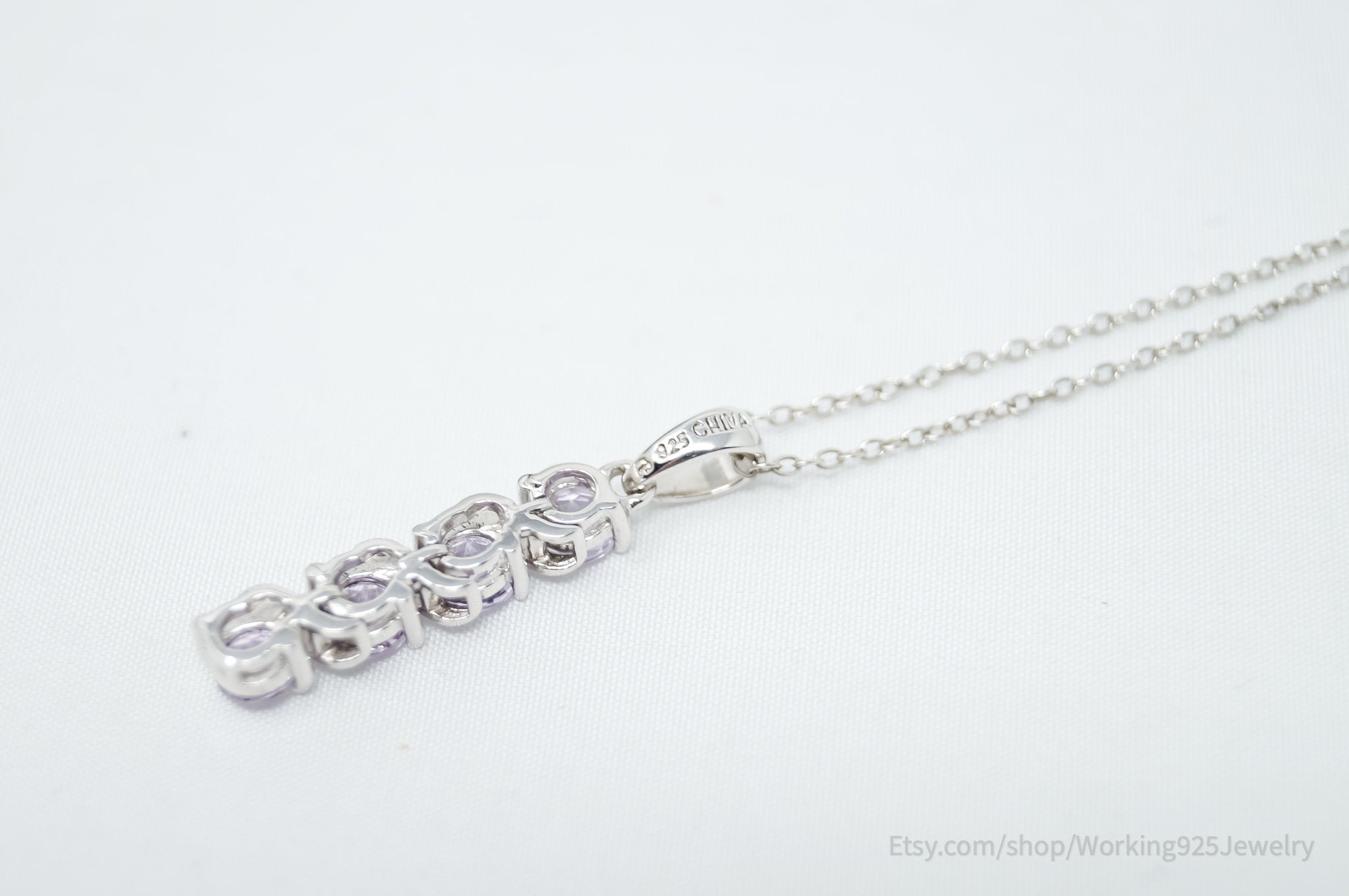 Vintage Amethyst Art Deco Sterling Silver Long Chain Necklace | Jewelry > Necklaces > Pendants | Wiccan Center