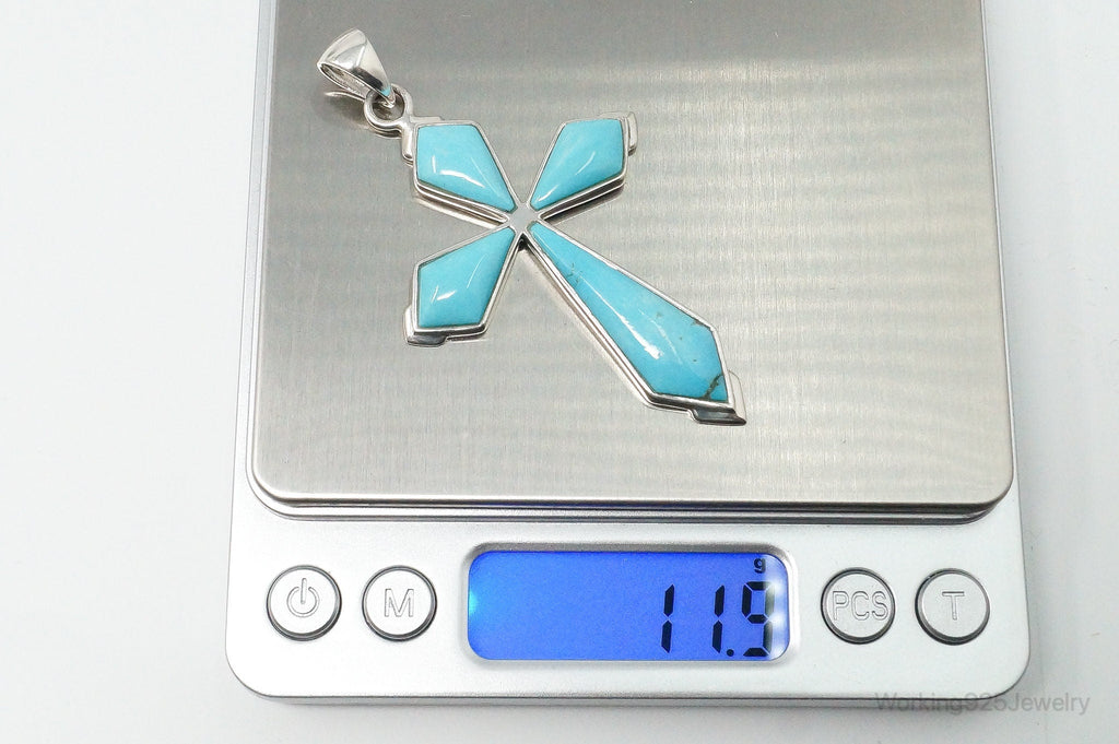 Large Designer SX Turquoise Sterling Silver Southwestern Necklace Pendant | Jewelry > Necklaces > Pendants | Wiccan Center