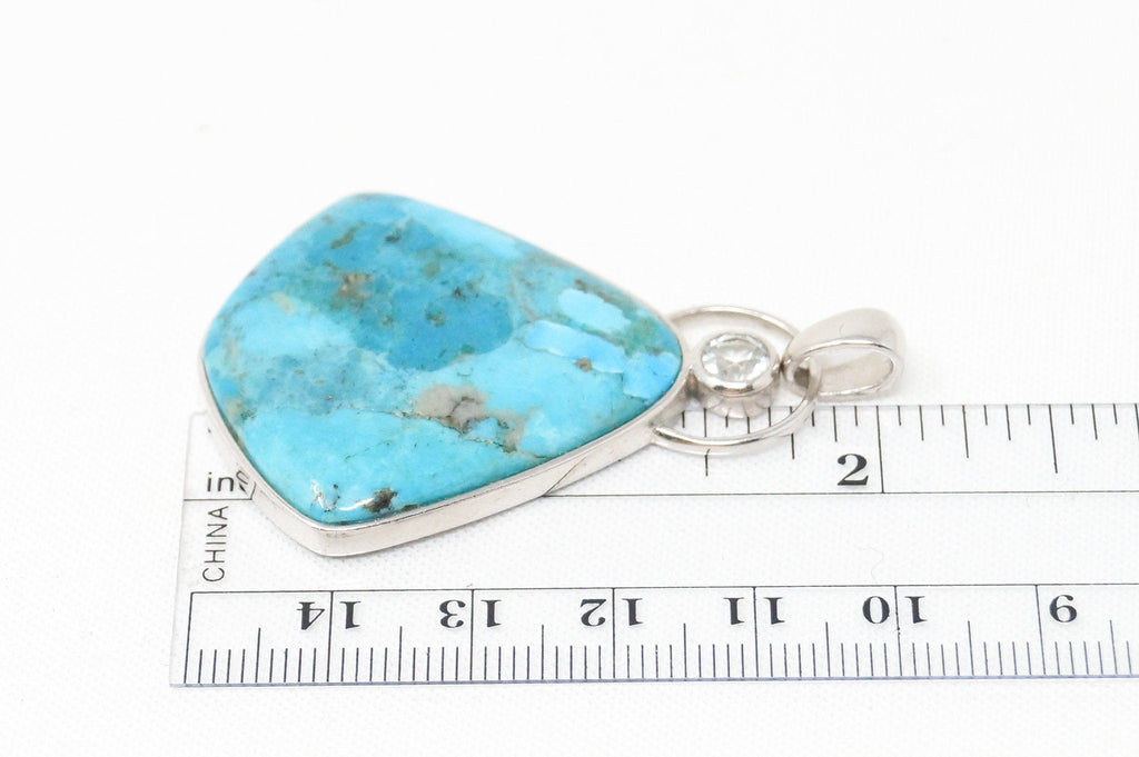 Vintage Southwest Style Mosaic Turquoise Cz Sterling Silver Necklace Pendant | Jewelry > Necklaces > Pendants | Wiccan Center