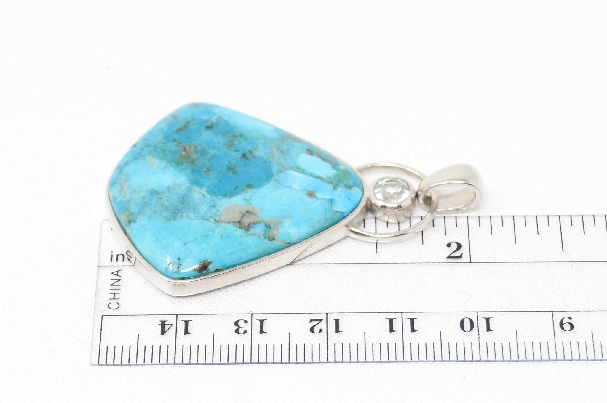 Vintage Southwest Style Mosaic Turquoise Cz Sterling Silver Necklace Pendant | Jewelry > Necklaces > Pendants | Wiccan Center