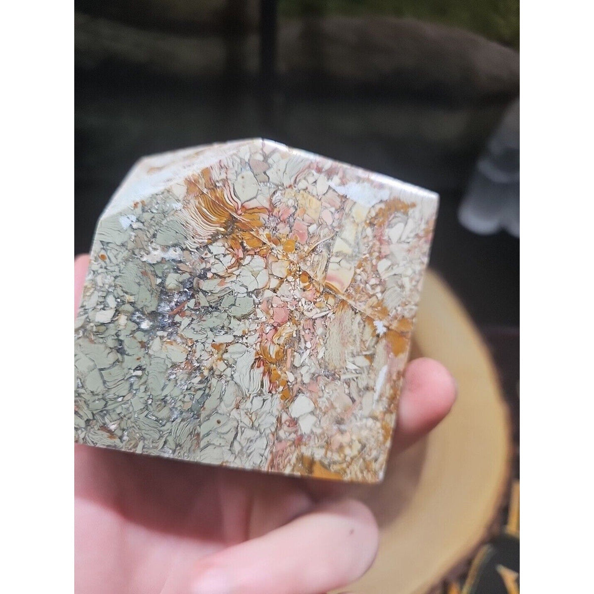 2.83LB 1Pcs Natural Ocean Jasper Onyx Quartz Crystal Geode Square Heptahedron | Geodes & Clusters | Wiccan Center