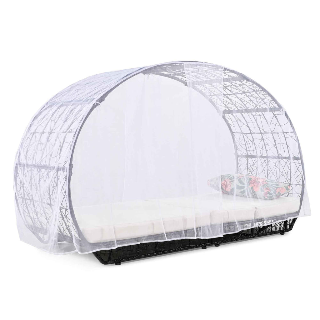 90.55" Outdoor Patio Daybed with Curtain, Sunbed with Cushion and | Furniture | Wiccan Center
