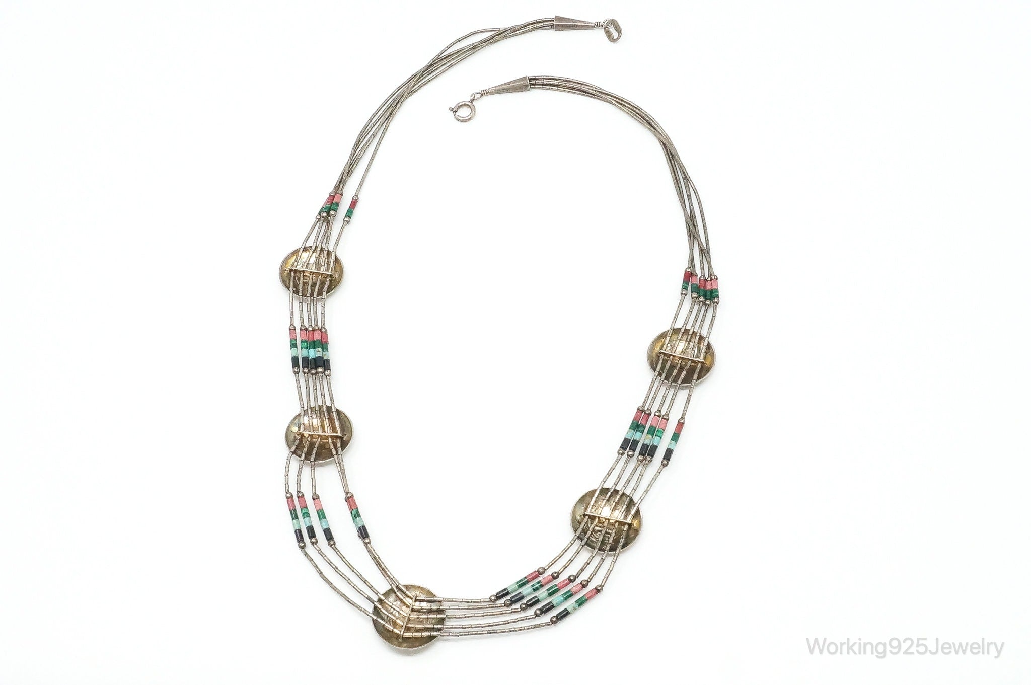 Vintage Native American Multi Gem Bead Kachina Sterling Silver Necklace | Jewelry > Necklaces > Pendants | Wiccan Center