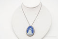 Vintage Carved Blue Agate Flower Sterling Silver Necklace 23" | Jewelry > Necklaces > Pendants | Wiccan Center