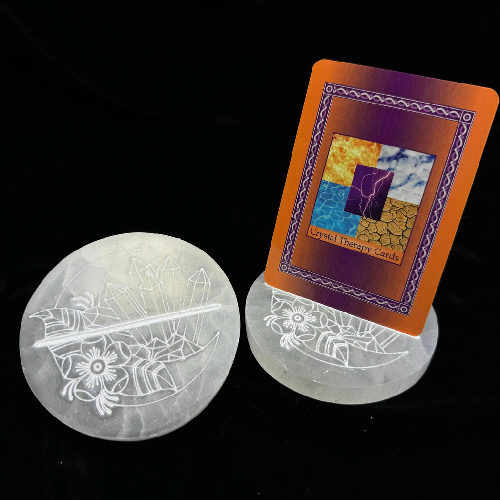 Crystal Moon Selenite Round Charging Plate