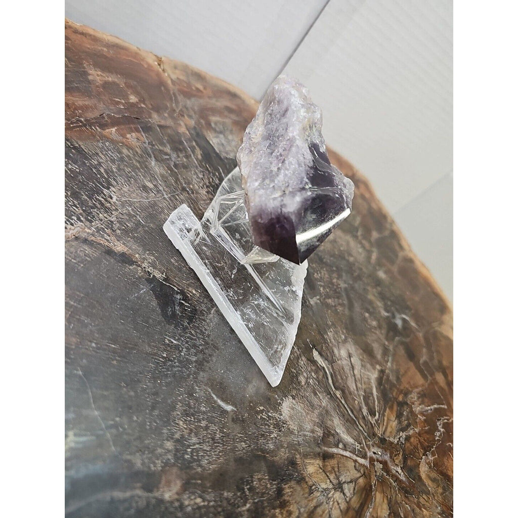 Amethyst Crystal Point with Selenite Base — 209g, Brazil | CrystalCloud Company | Crystal Points & Towers | Wiccan Center