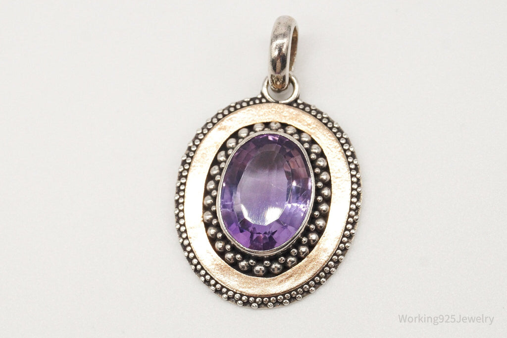 Large Vintage Amethyst Two Tone Sterling Silver Pendant | Jewelry > Necklaces > Pendants | Wiccan Center