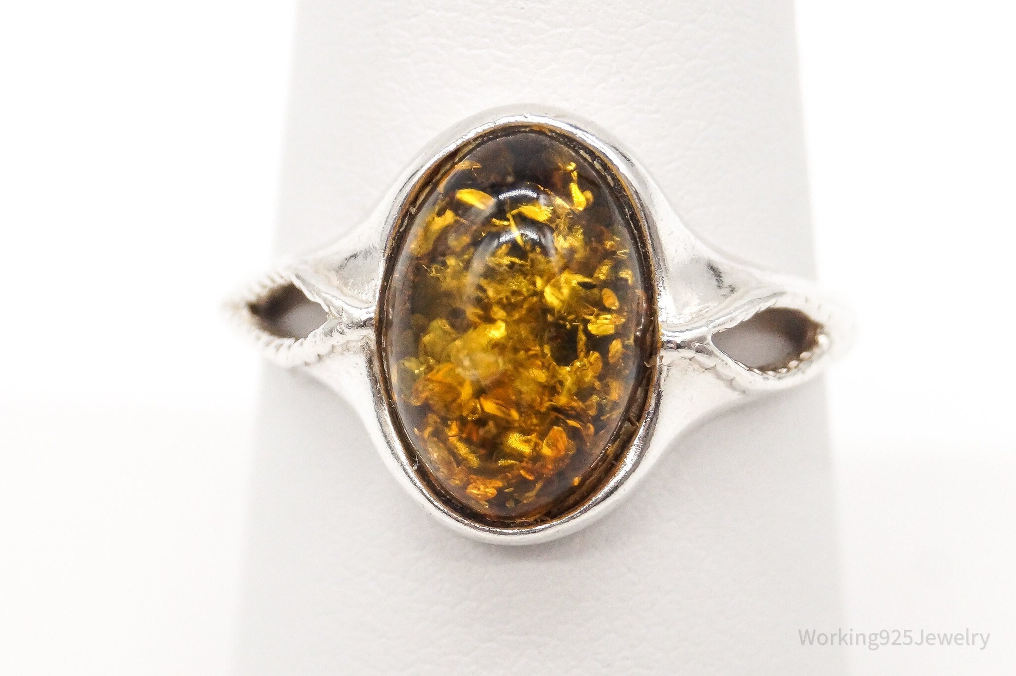 Vintage Designer PS Amber Modernist Sterling Silver Ring - Sz 7.5 Adjustable | Jewelry > Rings | Wiccan Center