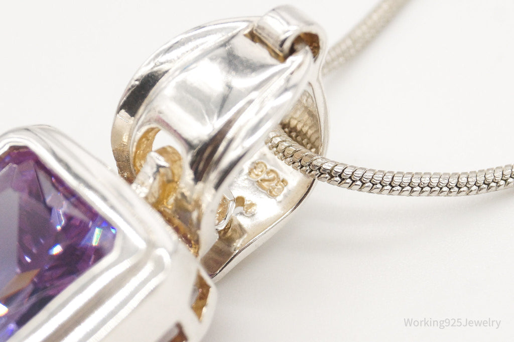 Vintage Large Purple Cubic Zirconia Sterling Silver Necklace | Jewelry > Necklaces > Pendants | Wiccan Center