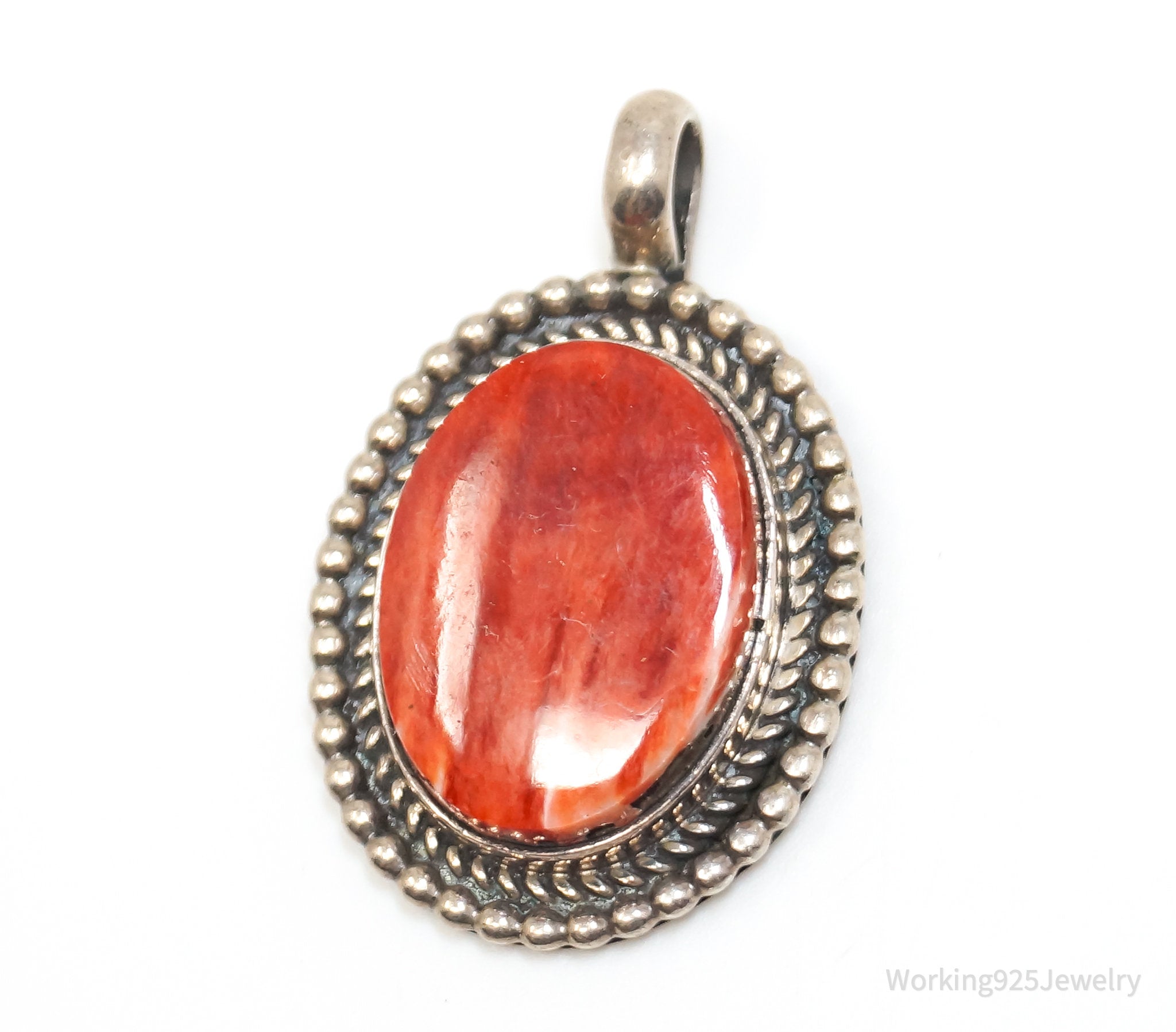 Vintage Handmade Native American EA Coral Sterling Silver Pendant | Jewelry > Necklaces > Pendants | Wiccan Center