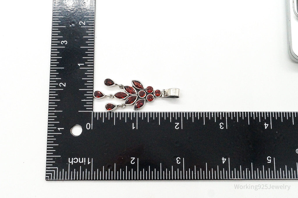 Vintage Garnet Bali Style Sterling Silver Dangle Pendant | Jewelry > Necklaces > Pendants | Wiccan Center