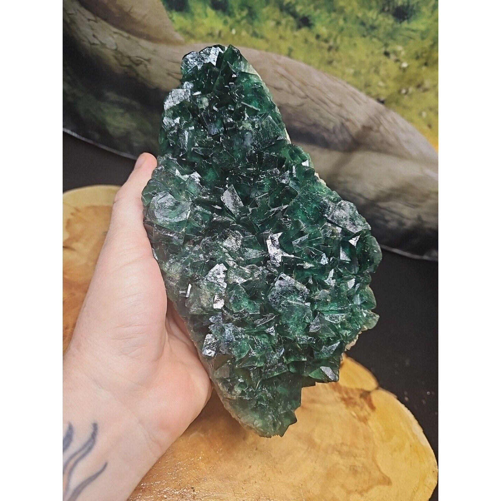 3.2lb NATURAL Green FLUORITE Quartz Crystal Cluster Mineral Specimen | Geodes & Clusters | Wiccan Center