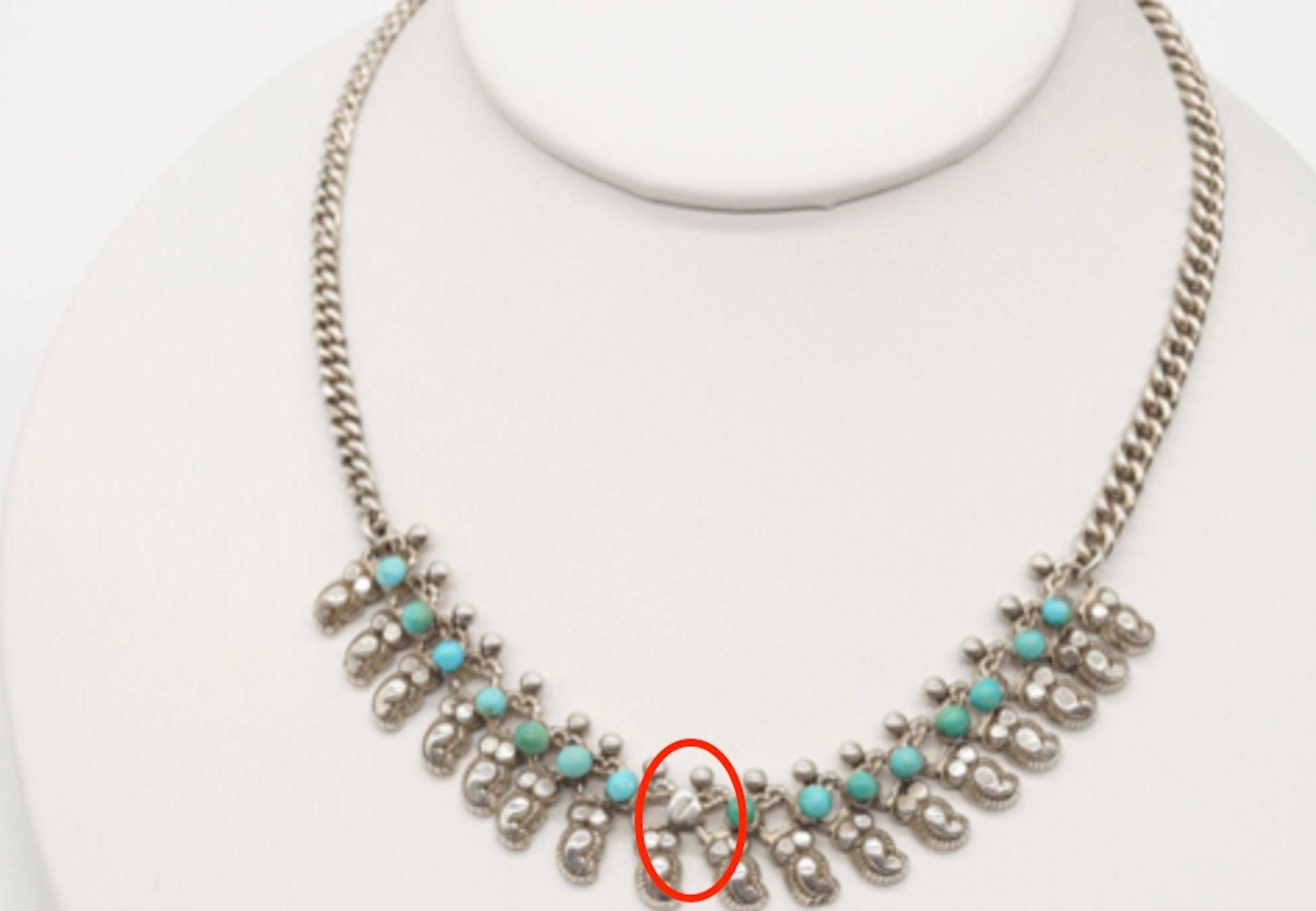 Handmade Vintage Native American Unsigned Turquoise Silver Necklace | Jewelry > Necklaces > Pendants | Wiccan Center