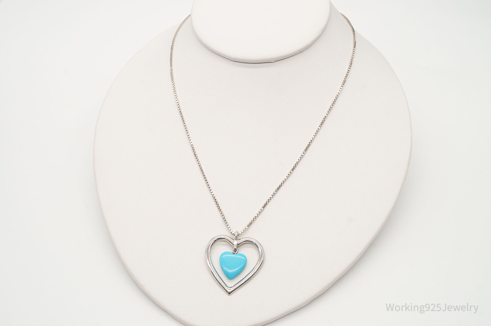 Vintage Blue Turquoise Heart Sterling Silver Necklace | Jewelry > Necklaces > Pendants | Wiccan Center