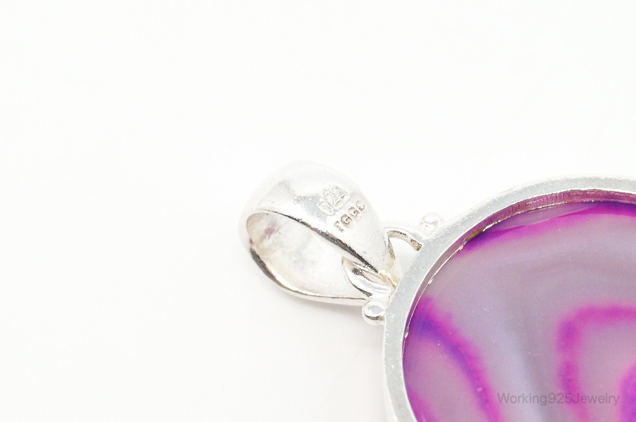 Vintage Designer TGGC Large Pink Agate Sterling Silver Necklace Pendant | Jewelry > Necklaces > Pendants | Wiccan Center