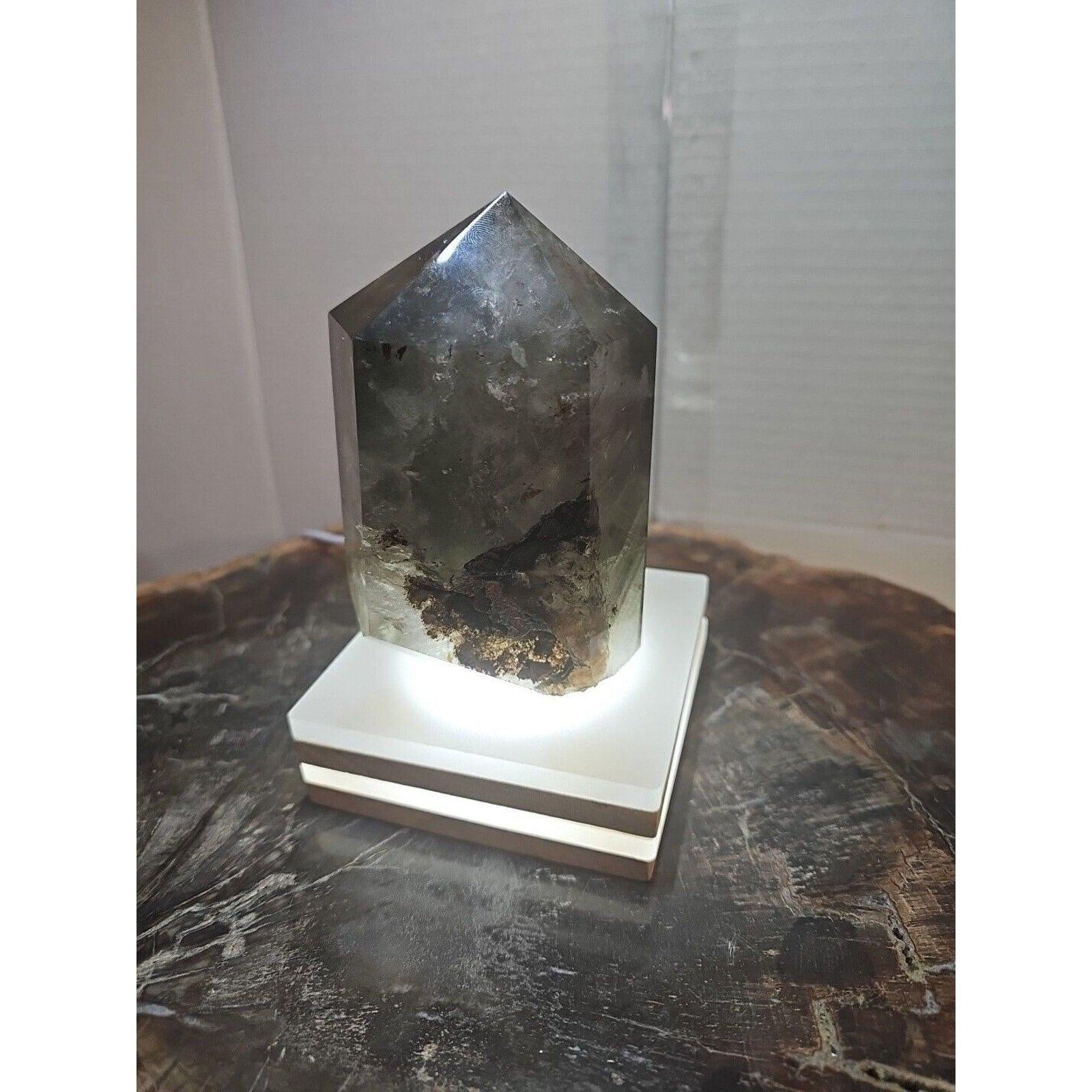 Green Ghost Phantom Quartz Crystal Obelisk — 1.73 lbs, Madagascar | CrystalCloud Company | Crystal Points & Towers | Wiccan Center