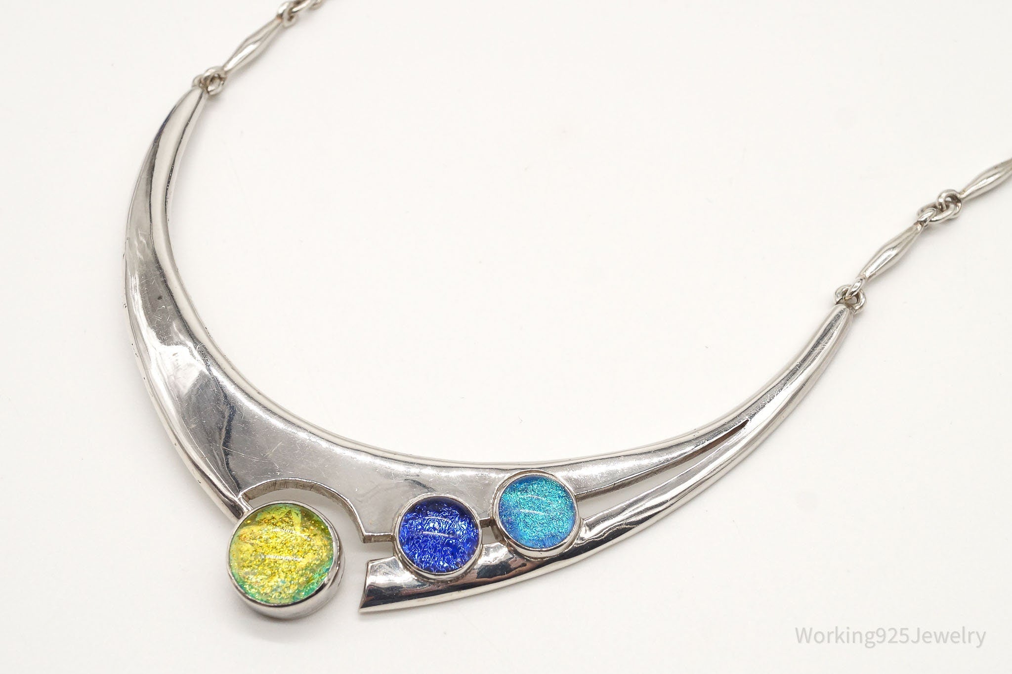 Designer Sheri Liebert Dichroic Glass Modernist Sterling Silver Necklace | Jewelry > Necklaces > Pendants | Wiccan Center