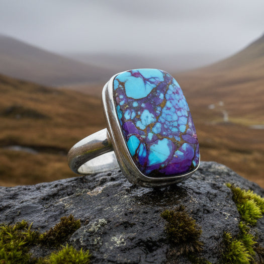 Purple Dahlia Turquoise Ring in Sterling Silver | Ring | Wiccan Center