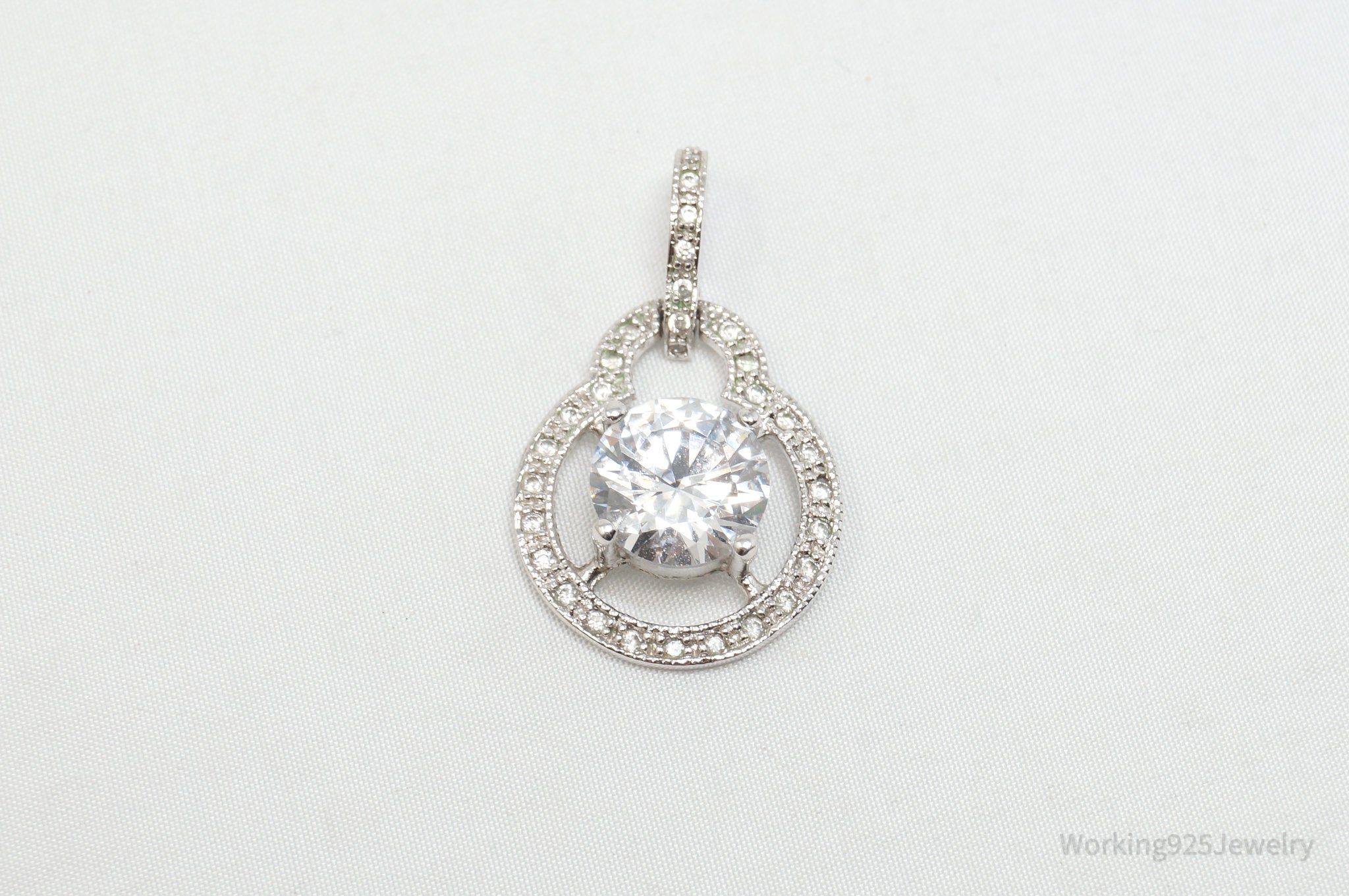 Vintage Art Deco CZ Sterling Silver Necklace Pendant | Jewelry > Necklaces > Pendants | Wiccan Center