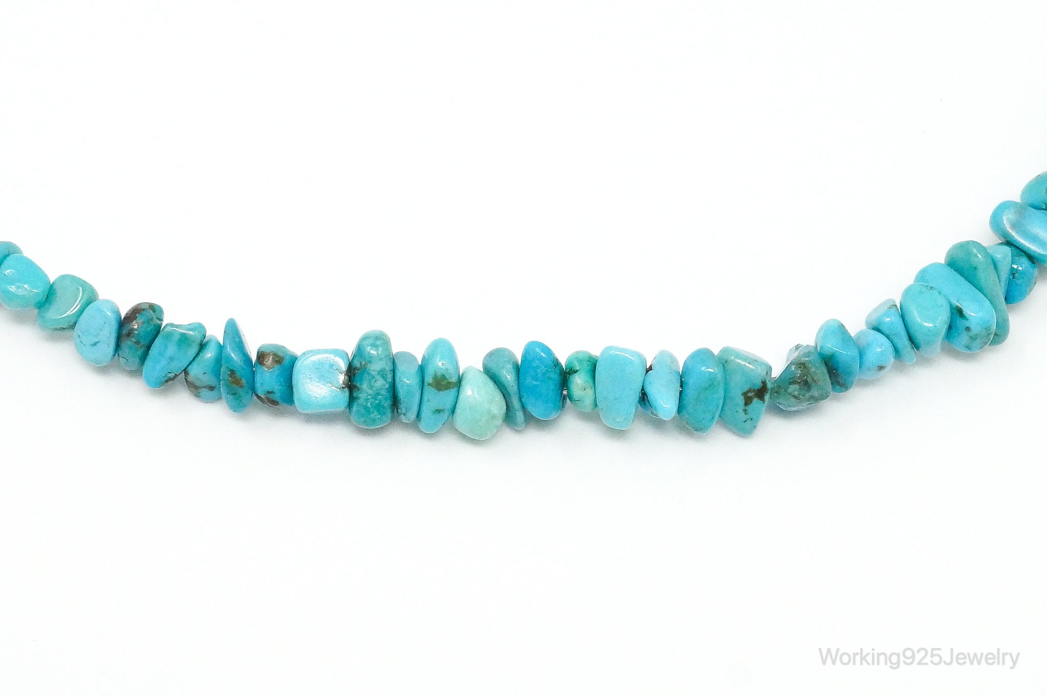 Vintage Native American Shop QT Turquoise Sterling Silver Bead Necklace | Jewelry > Necklaces > Pendants | Wiccan Center