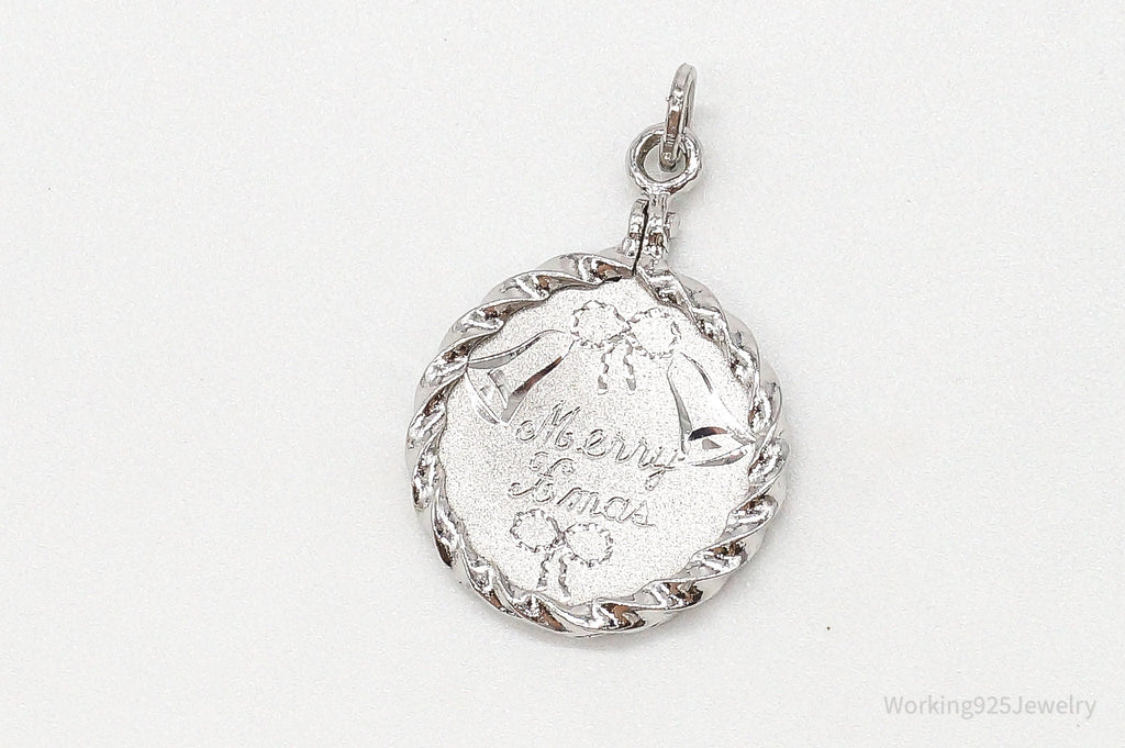Vintage "Merry Xmas" Etched Bells Sterling Silver Pendant | Jewelry > Necklaces > Pendants | Wiccan Center