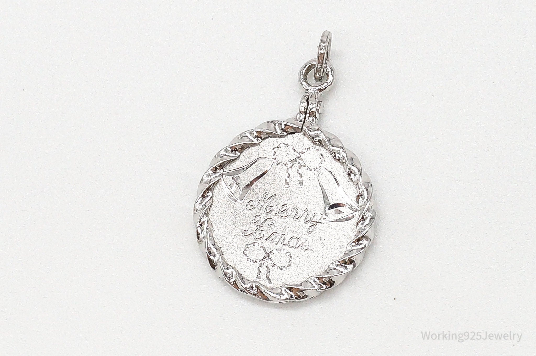 Vintage "Merry Xmas" Etched Bells Sterling Silver Pendant | Jewelry > Necklaces > Pendants | Wiccan Center